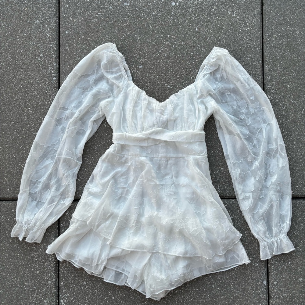 Elegant White Lace Romper Dress